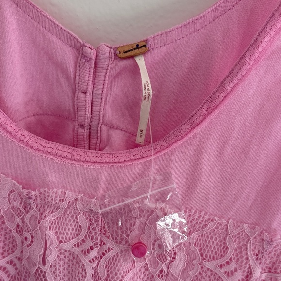Free People Cosette Corset Tank button-up top with a floral lace overlay pink - Picture 11 of 16